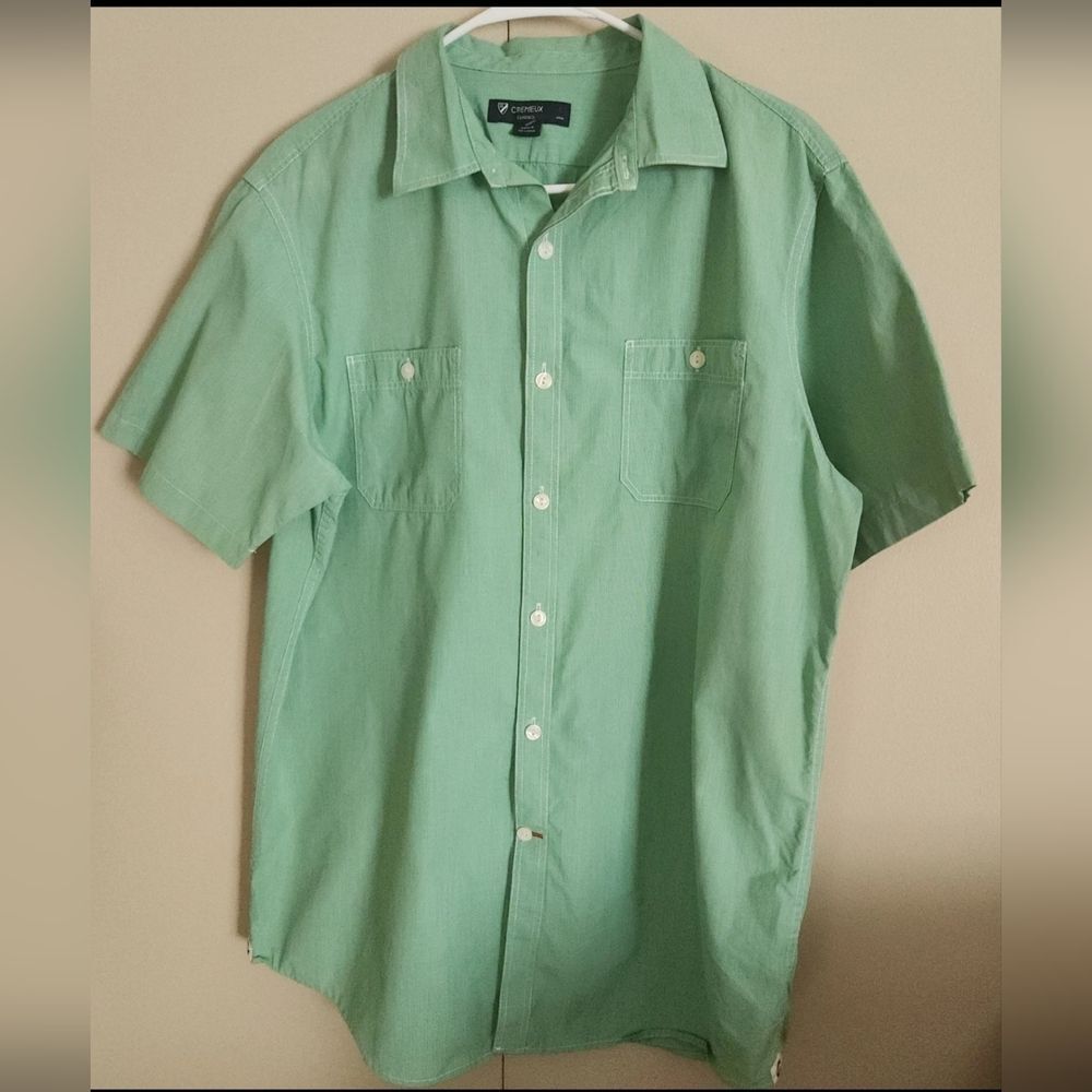 M26 Cremieux Classics mint green short sleeve button down men's shirt